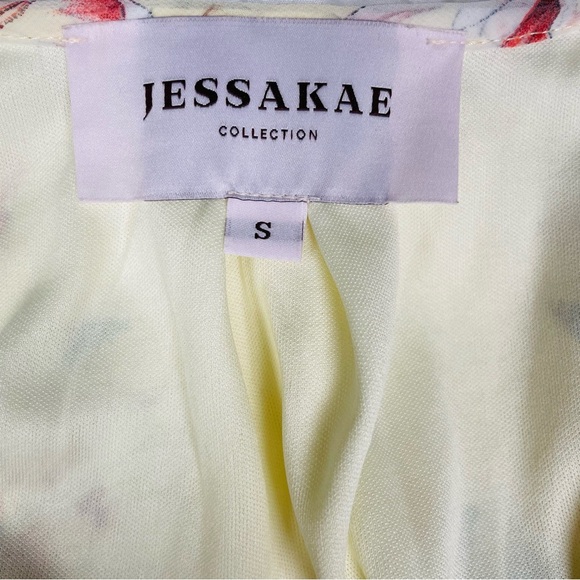 JessaKae South Of France Flowy Floral Pale Yellow Maxi Dress Size Small - Picture 6 of 13